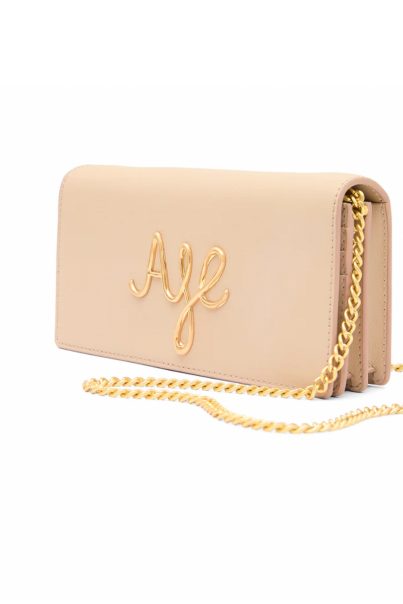 Joni Logo Chain Clutch Natural Beige