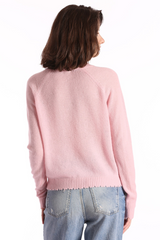 Cashmere Frayed Edge Cropped V Pink Pearl