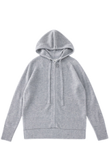 N.16 100% Cashmere Zip Hoodie Polar Grey