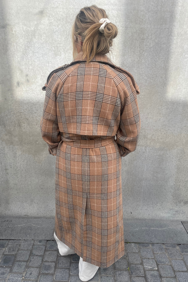 Everly Wool Coat Brown Check