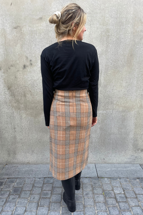 Maz Wool Skirt Brown Check