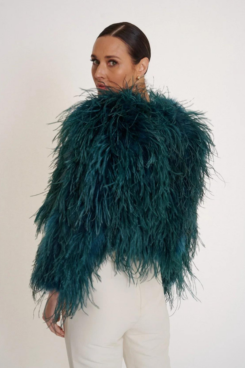 Dita Ostrich Feather Jacket Forest