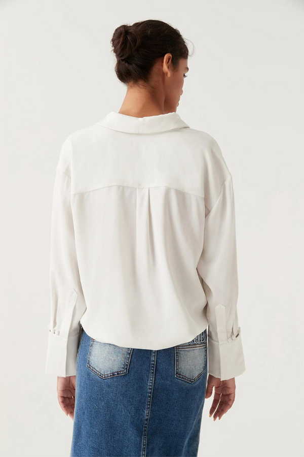 Riddle Buttoned Crepe Shirt Ivory