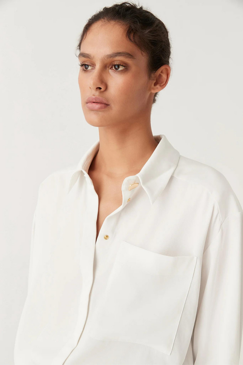 Riddle Buttoned Crepe Shirt Ivory