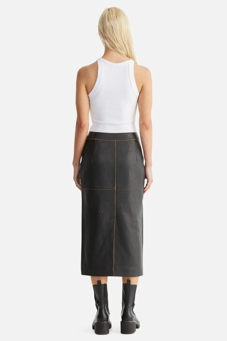 Leather midi skirt nz hot sale