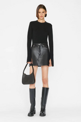 High 'N' Tight Recycled Leather Skirt Noir