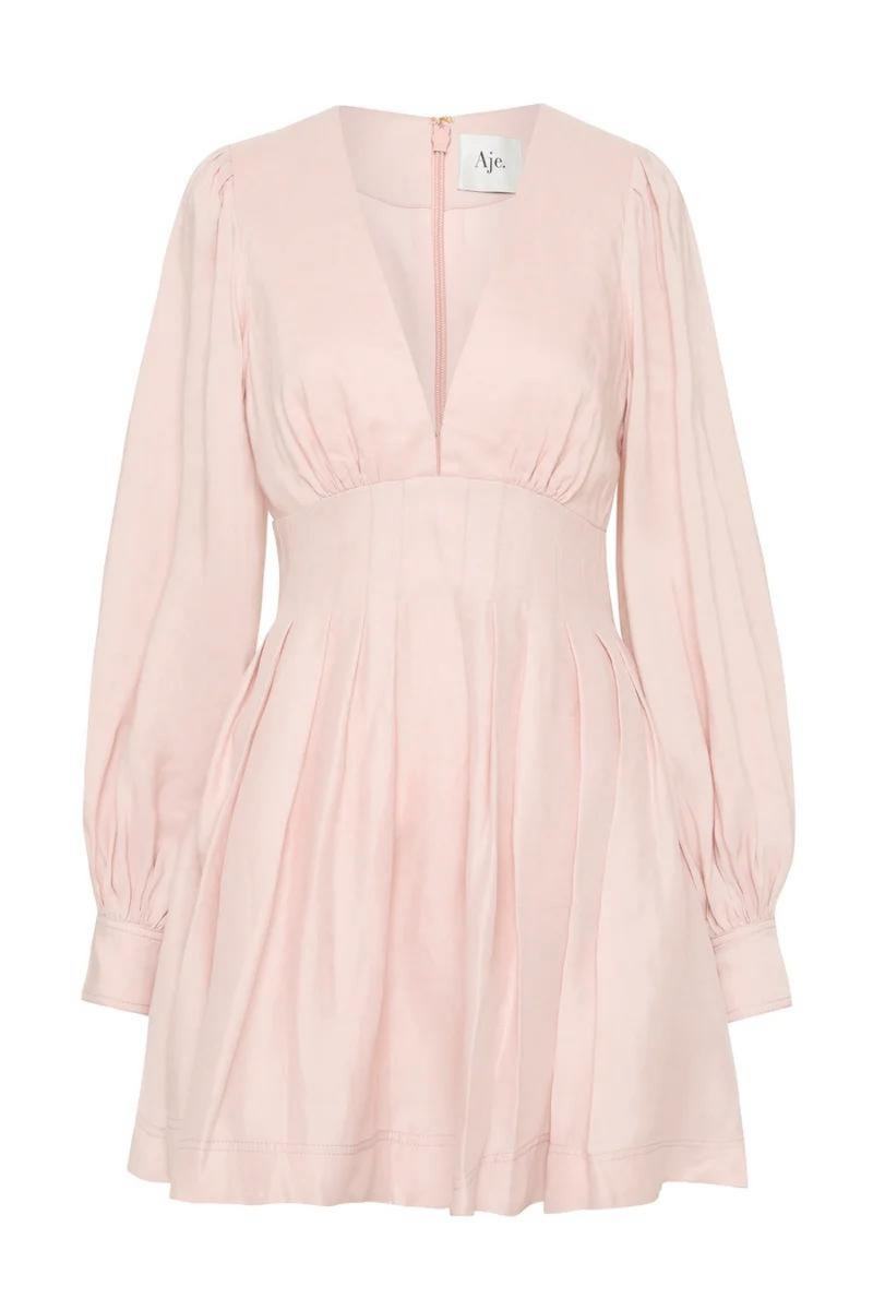 Amelia Plunge Mini Dress Blush Pink