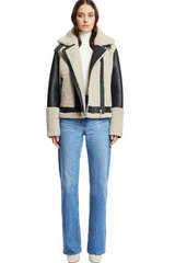 Soul Shearling Jacket Black Beige Nappa