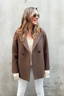 Dropped Shoulder Double Breasted Jacket Teddy Brown