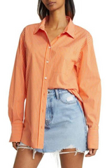 The Oversized Shirt Tangerine Multi