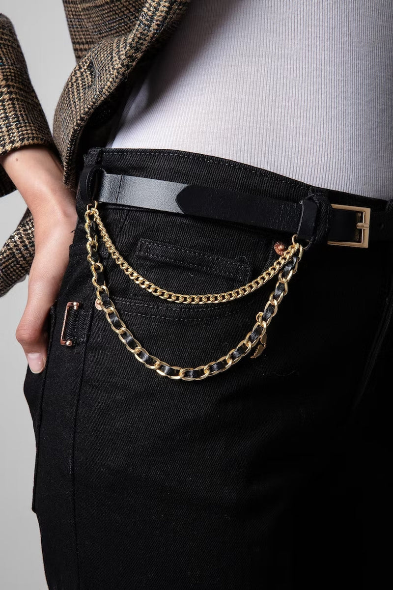 Rock Chain Belt Leather