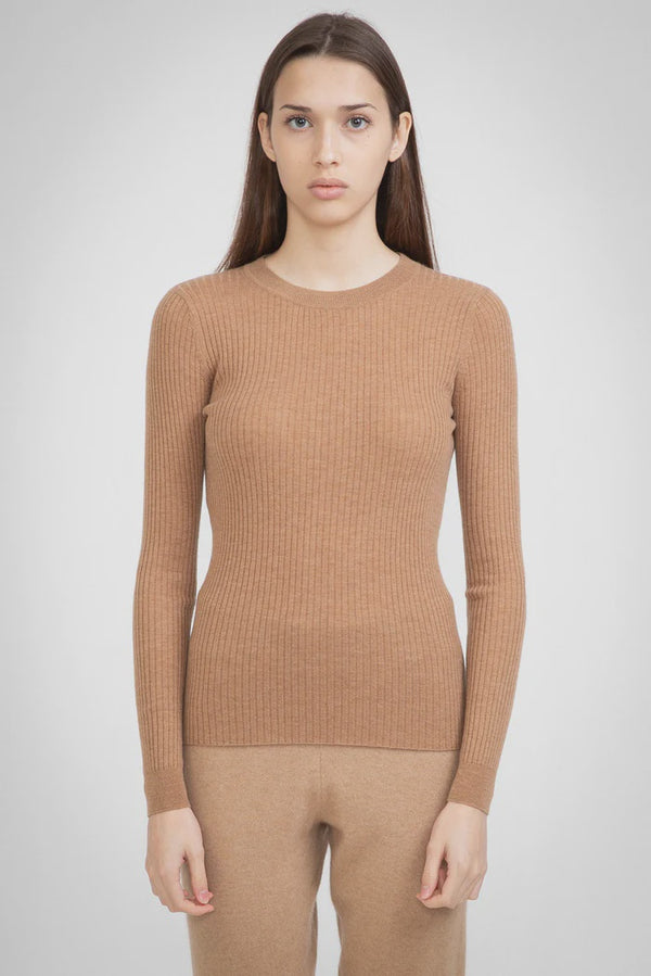 N.31 Cashmere Blend New Skinny Rib Crew Nutmeg