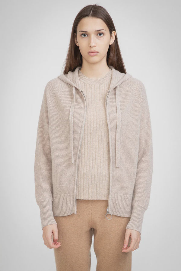 N.16 100% Cashmere Zip Hoodie Champagne