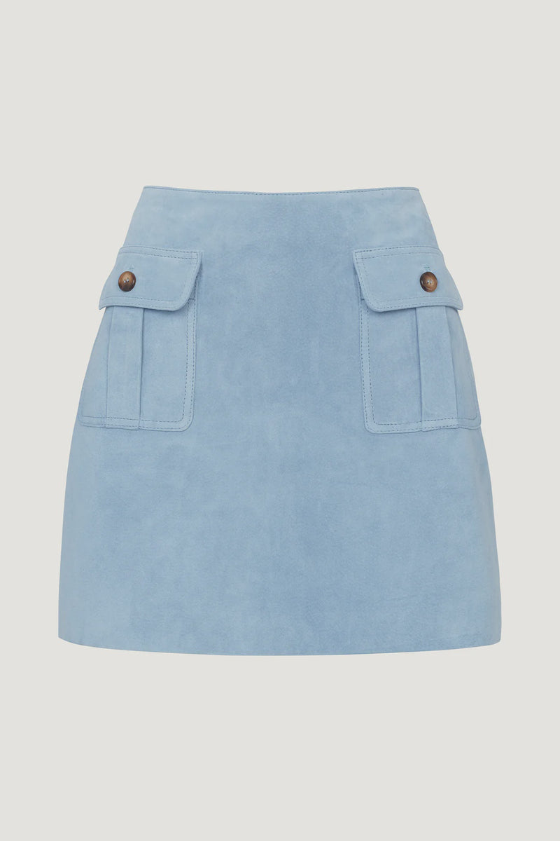 Hayla Suede Mini Skirt Sky Blue