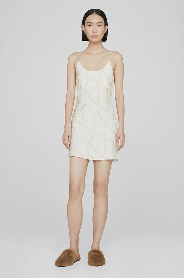 Lisette Slip Dress Cream And Tan Link Print