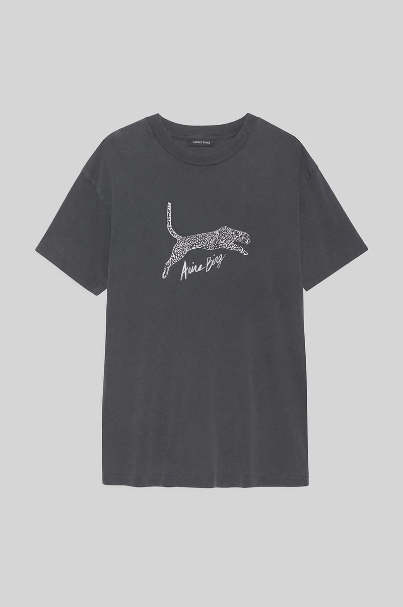 Walker Tee Spotted Leopard Washed Black