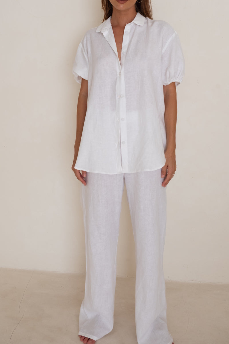 Mellow Puff Shirt White Linen