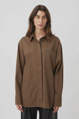 Iris Shirt Charcoal Tan Stripe