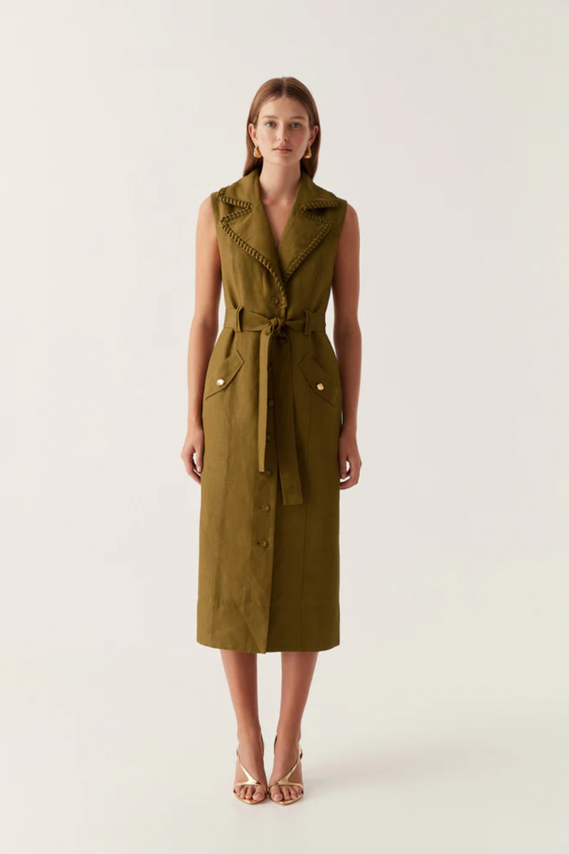 Encompass Utility Midi Dress Deep Olive