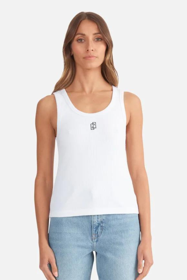 Kendall Monogram Tank White