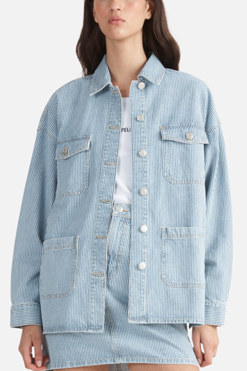 Diana Denim Shacket Ice Blue Stripe