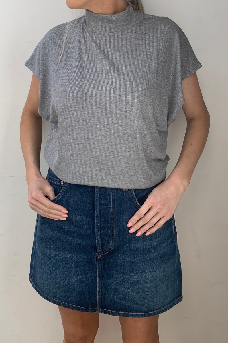 Pearle Cut Out Top Mixed Grey
