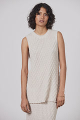 Romy Sleeveless Knit Tank Ecru
