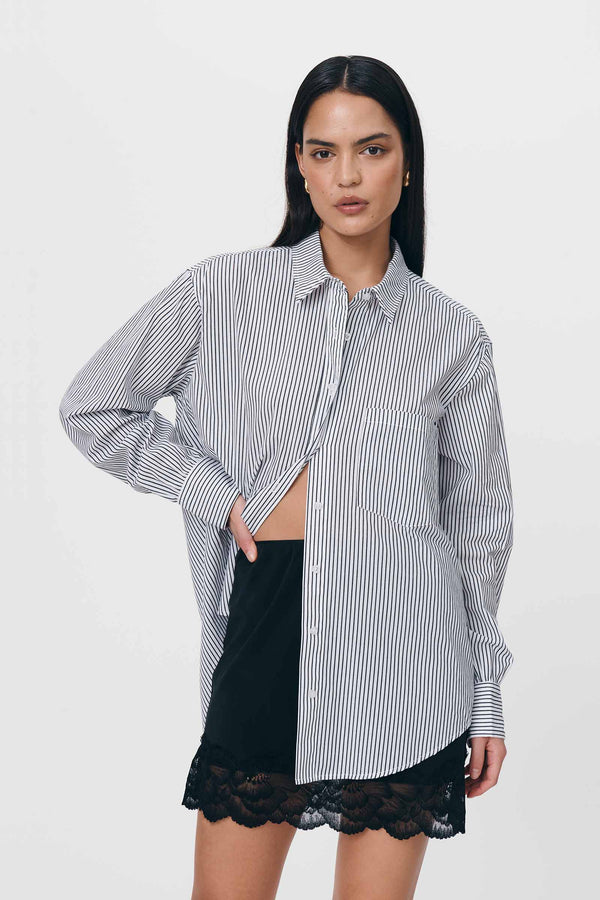 Ramona Long Sleeve Shirt Noir Stripe