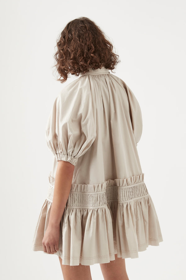 Novella Mini Smock Dress Sandstone Beige