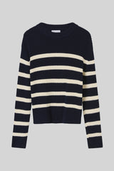 Cotton Striped Knit Navy Stripe