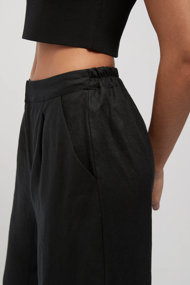 Hayworth Linen Split Trousers Black