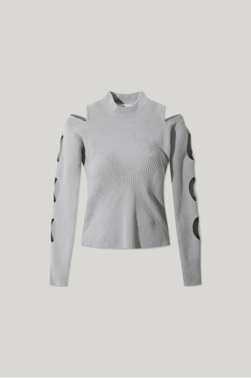 Epira Open Shoulder Sweater Stone Grey