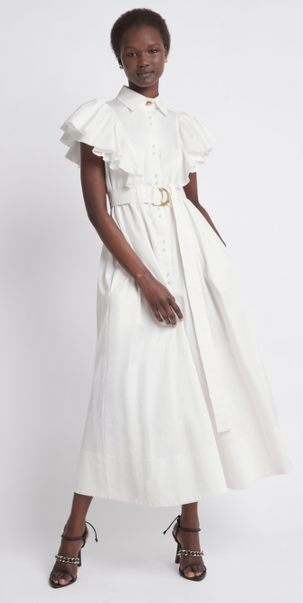 Kindred Frill Midi Dress Ivory