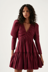 Impasto Ruched Mini Dress Burgundy