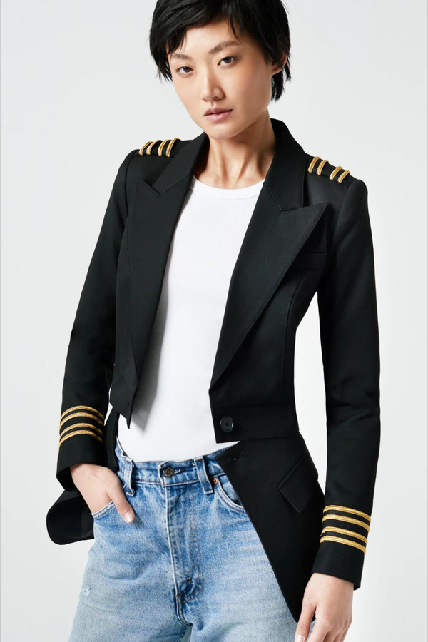 Two For One Military Blazer Black With Metalic