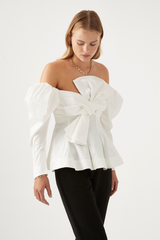 Valentina Strapless Bow Top Ivory