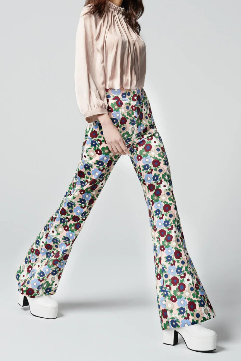 Wide Leg Pintuck Trouser Blush Multi Floral
