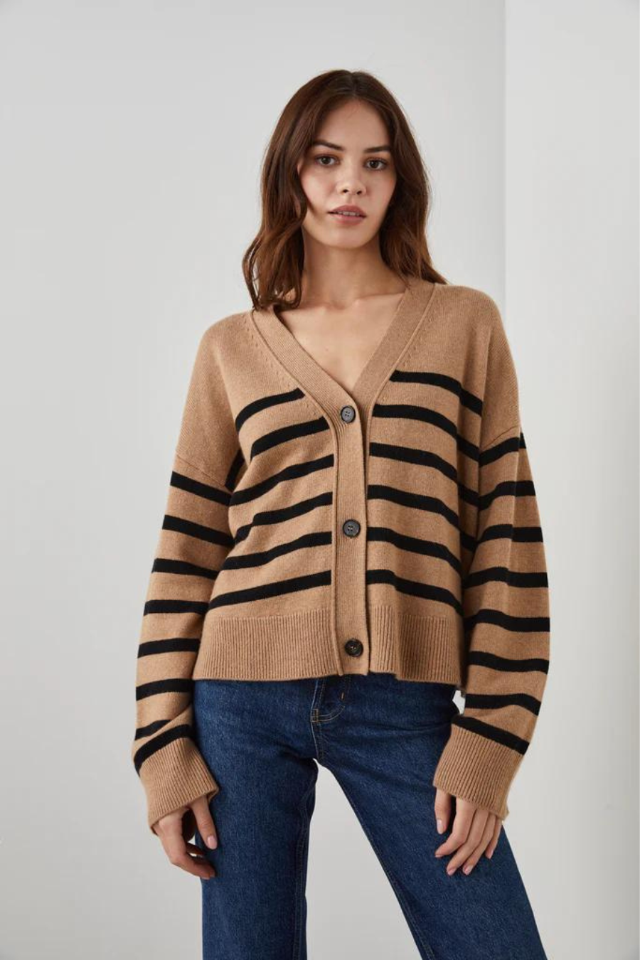 Geneva Cardigan Camel Black Stripe – Deval boutique Wanaka