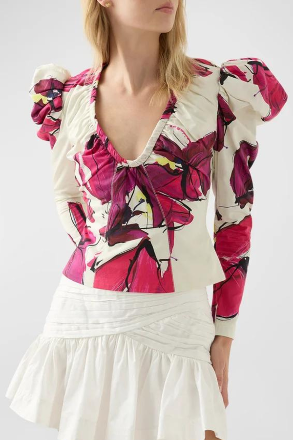 Whimsical Plunge Top Falling Florals