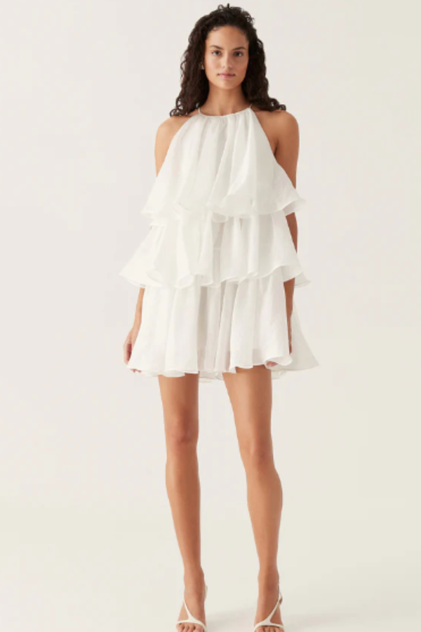 Claudia Tiered Mini Dress Ivory