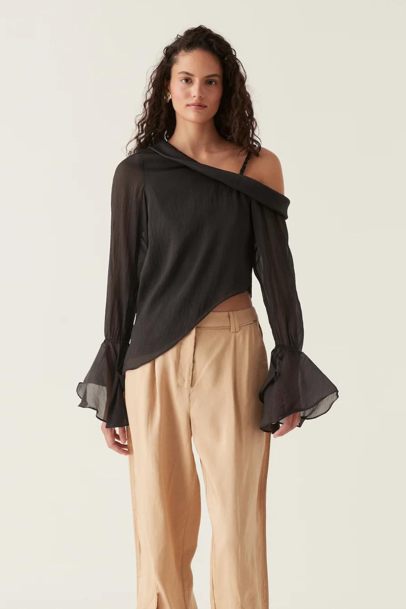 Edith Draped Top Black