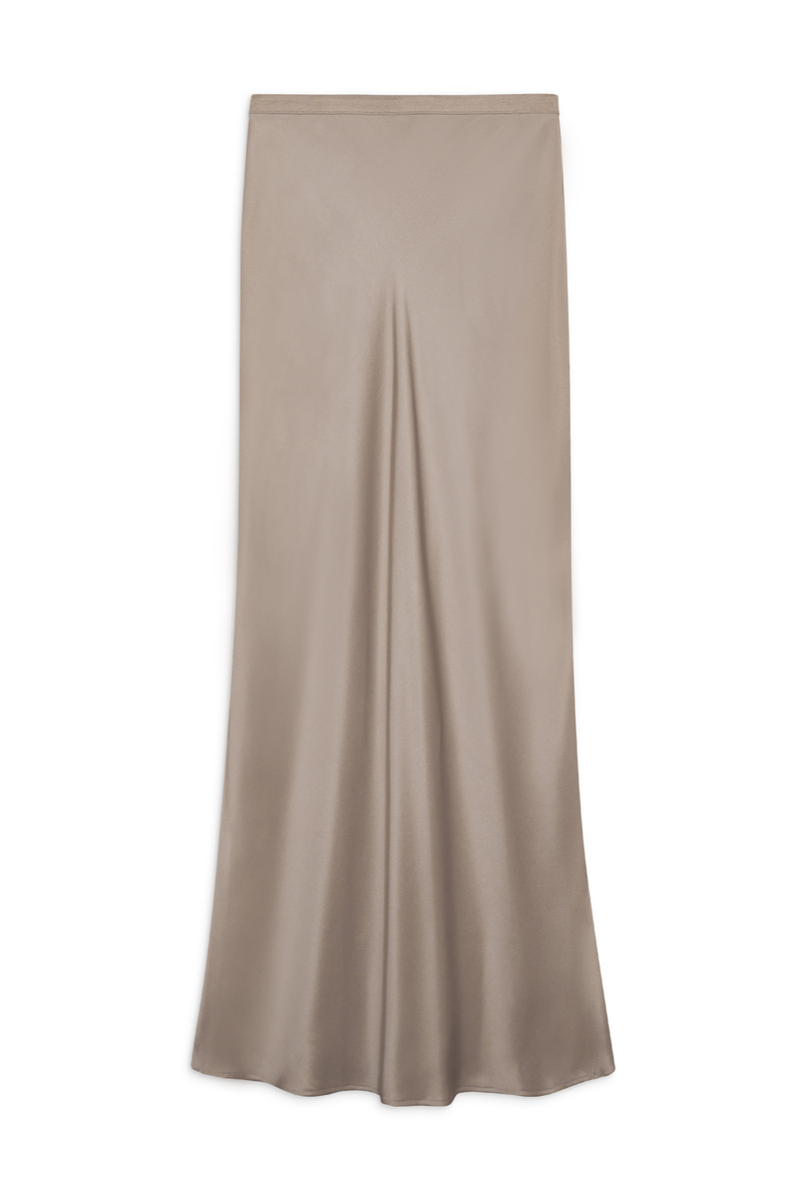 Bar Silk Maxi Skirt Taupe