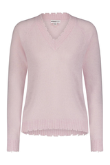 Cashmere Frayed Edge Cropped V Pink Pearl