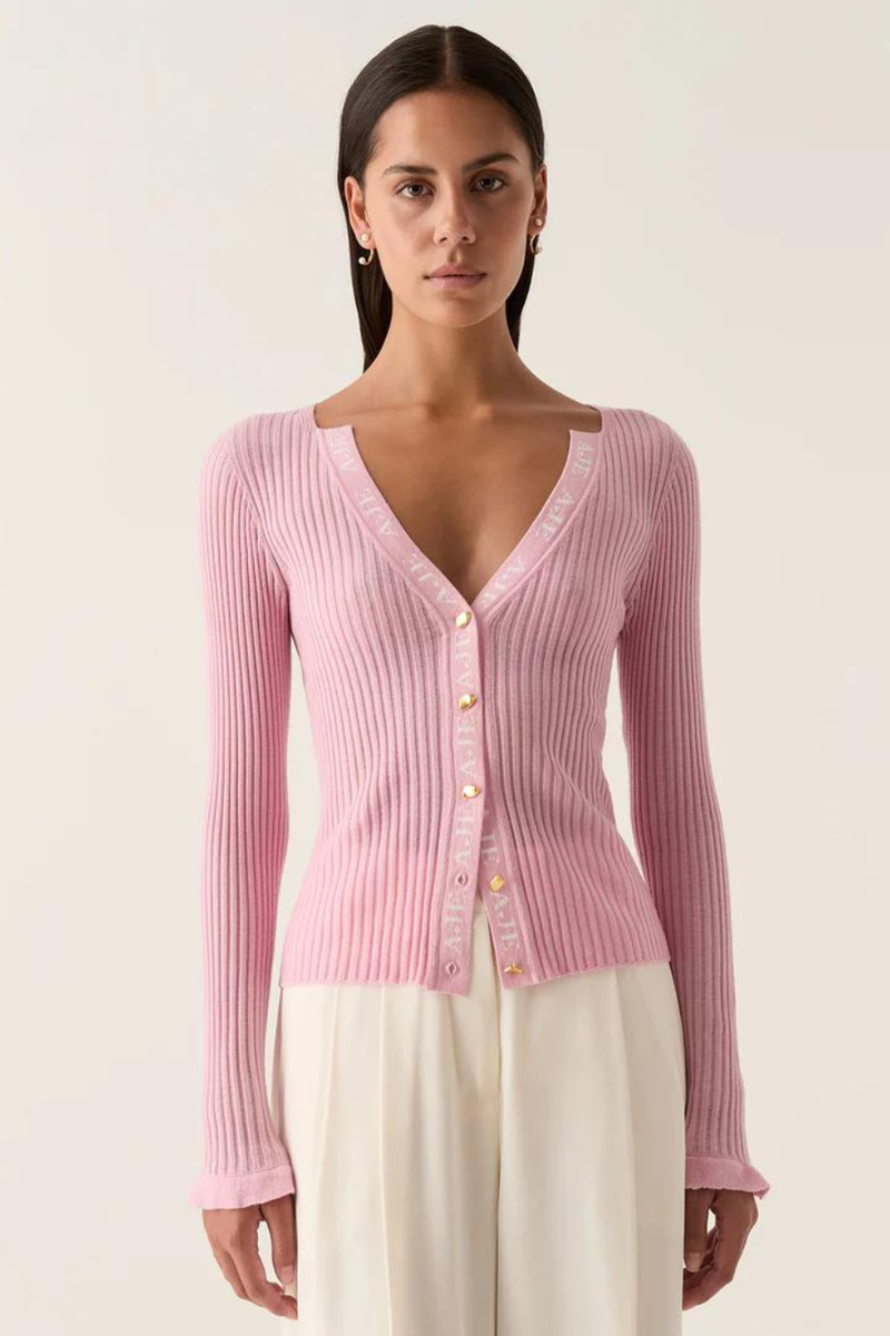 Duality Seamless Cardigan Pink/Ivory Logo