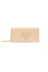 Joni Logo Chain Clutch Natural Beige