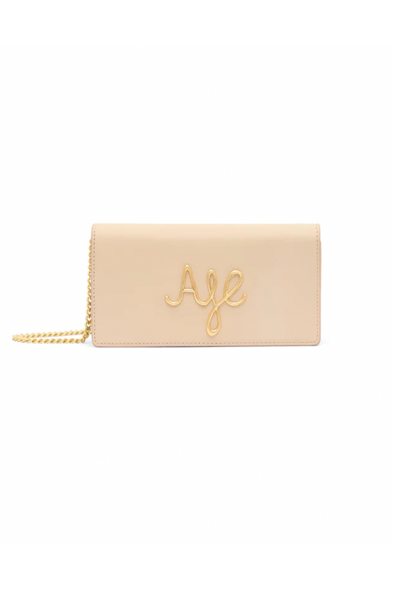 Joni Logo Chain Clutch Natural Beige