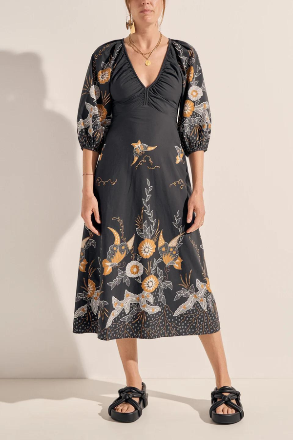 Semele Dress Navy Batik Print