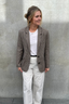 Clarisse Wool Boyfriend Jacket Grey Check
