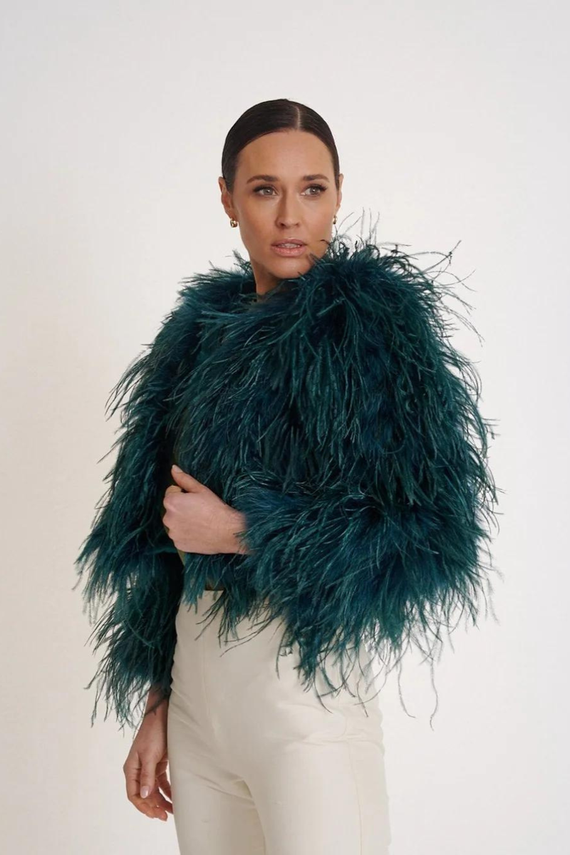 Dita Ostrich Feather Jacket Forest