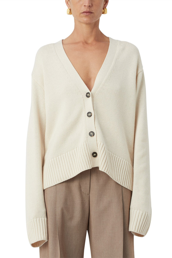 Reid Boxy Knit Cardigan Cream